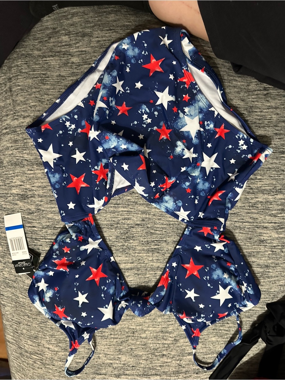 California Waves Navy Blue Red and White Star One-Piece Swimsuit